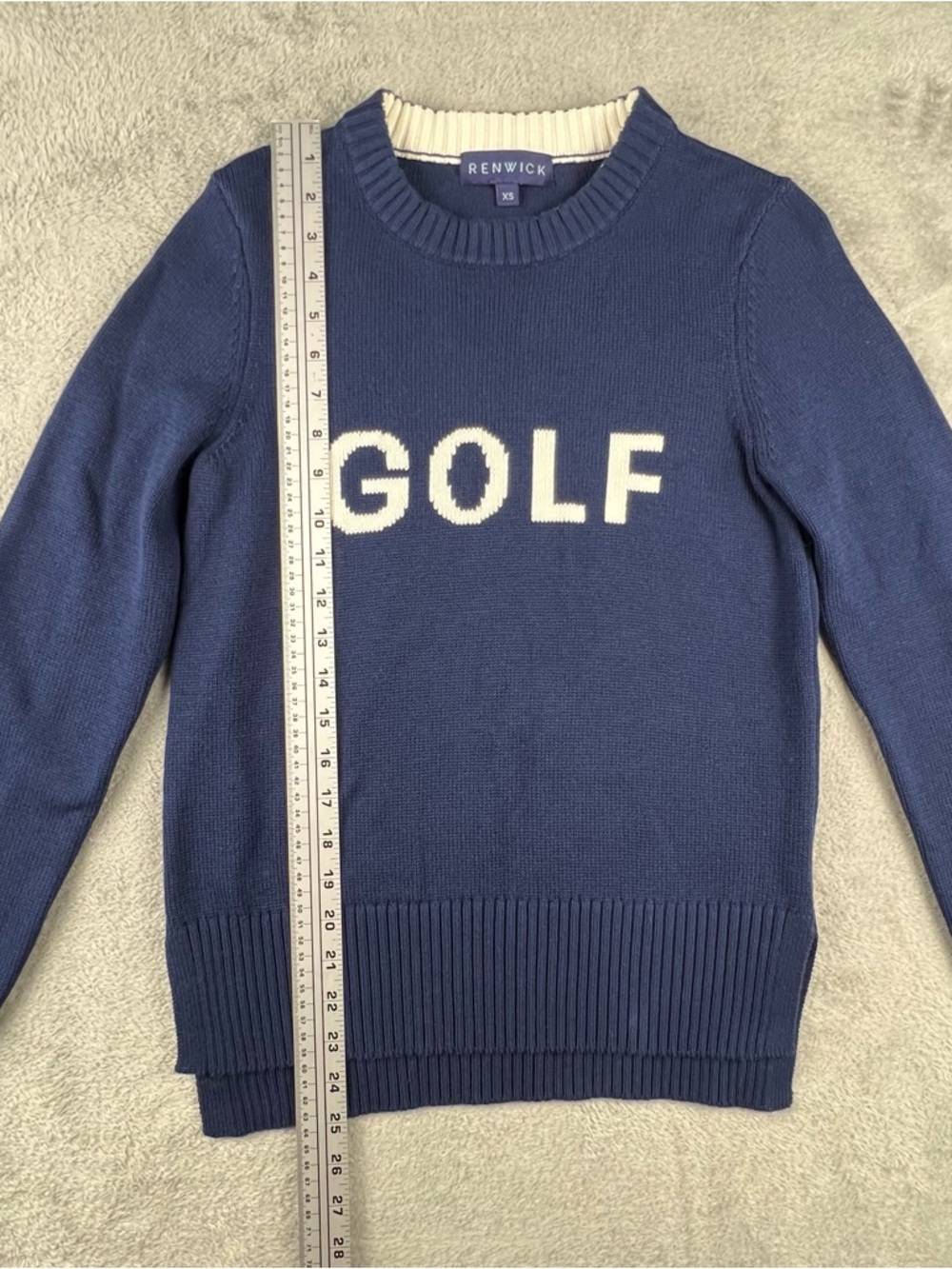 Renwick GOLF Sweater Womens Size XS Blue White Knit Pullover Crew Neck RNWK - Picture 3 of 10
